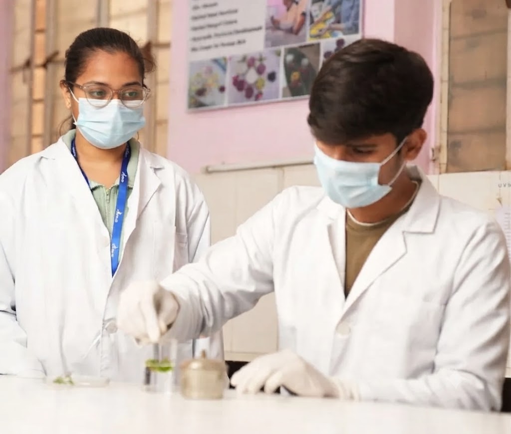 Lab technicians testing a product sample